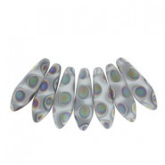 Czech Glass Daggers Perlen 5x16mm Crystal vitrail dots matted